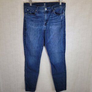 READ 7 Seven For All Mankind Jeans Womens 32 Gwenevere Skinny Blue Denim Stretch